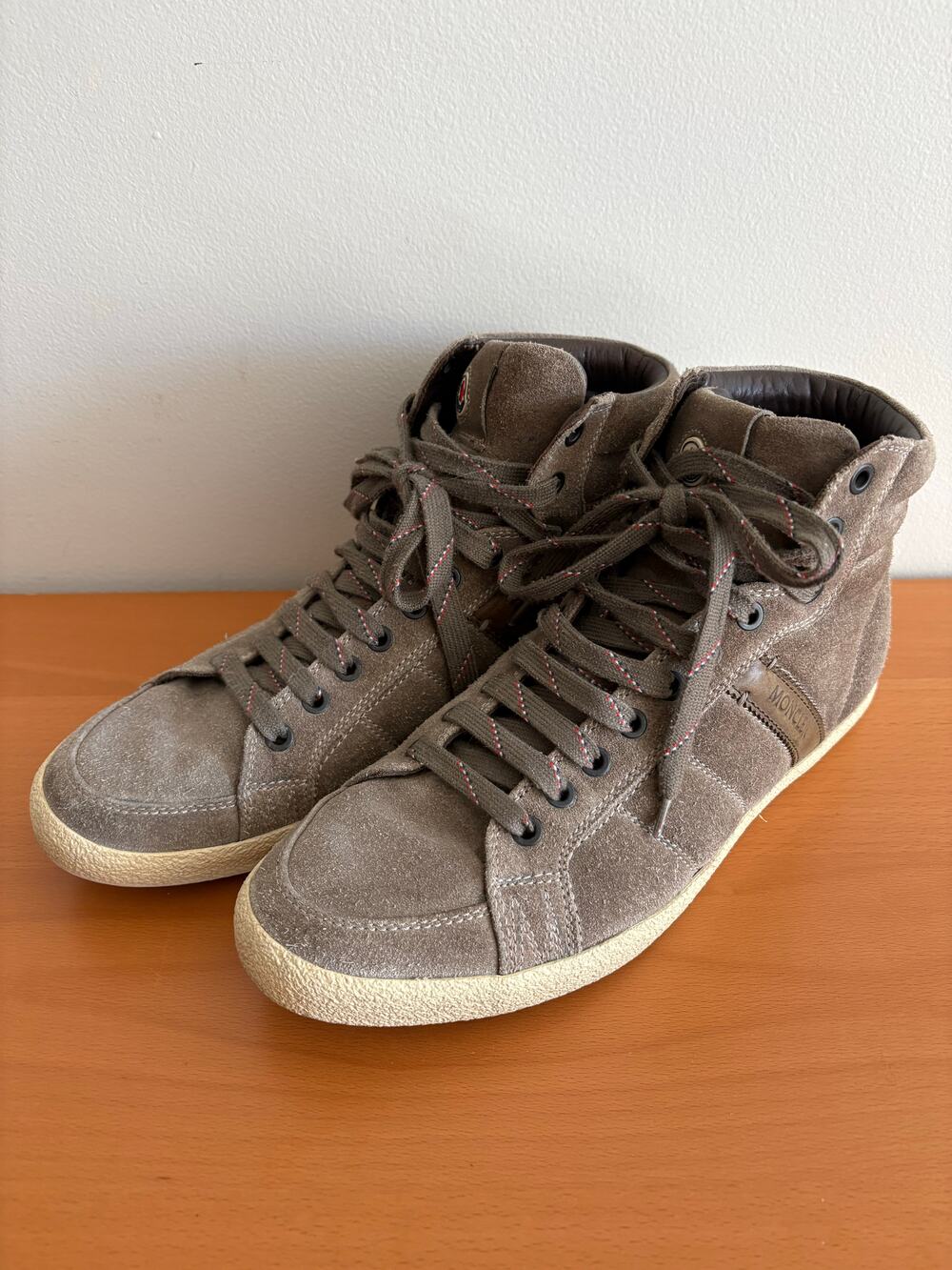 Moncler Suede Leather High Top Sneakers, Size 42 (US 9)
